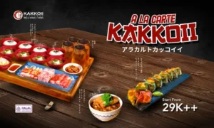 Nikmati menu A La Carte Kakkoii dengan harga spesial mulai 29K++! Family Set, Sushi, Chicken Katsu Curry untuk makan siang bersama keluarga. Berlaku di cabang terpilih. Reservasi sekarang!